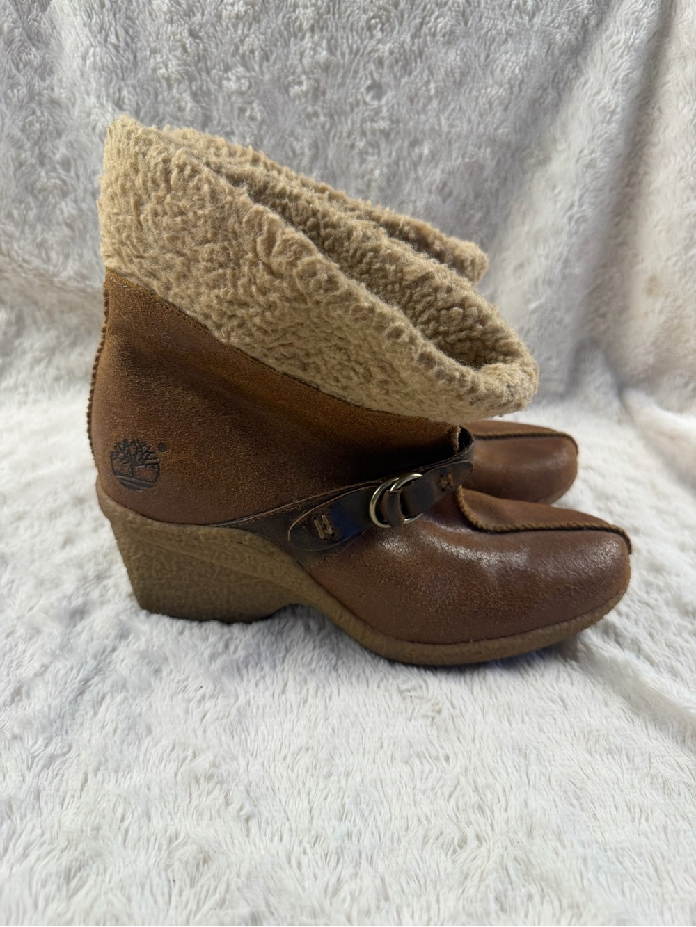 TIMBERLAND EARTHKEEPERS BROWN LEATHER WEDGE ANKLE BOOTS US 8.5 EU 39.5 UK 6.5